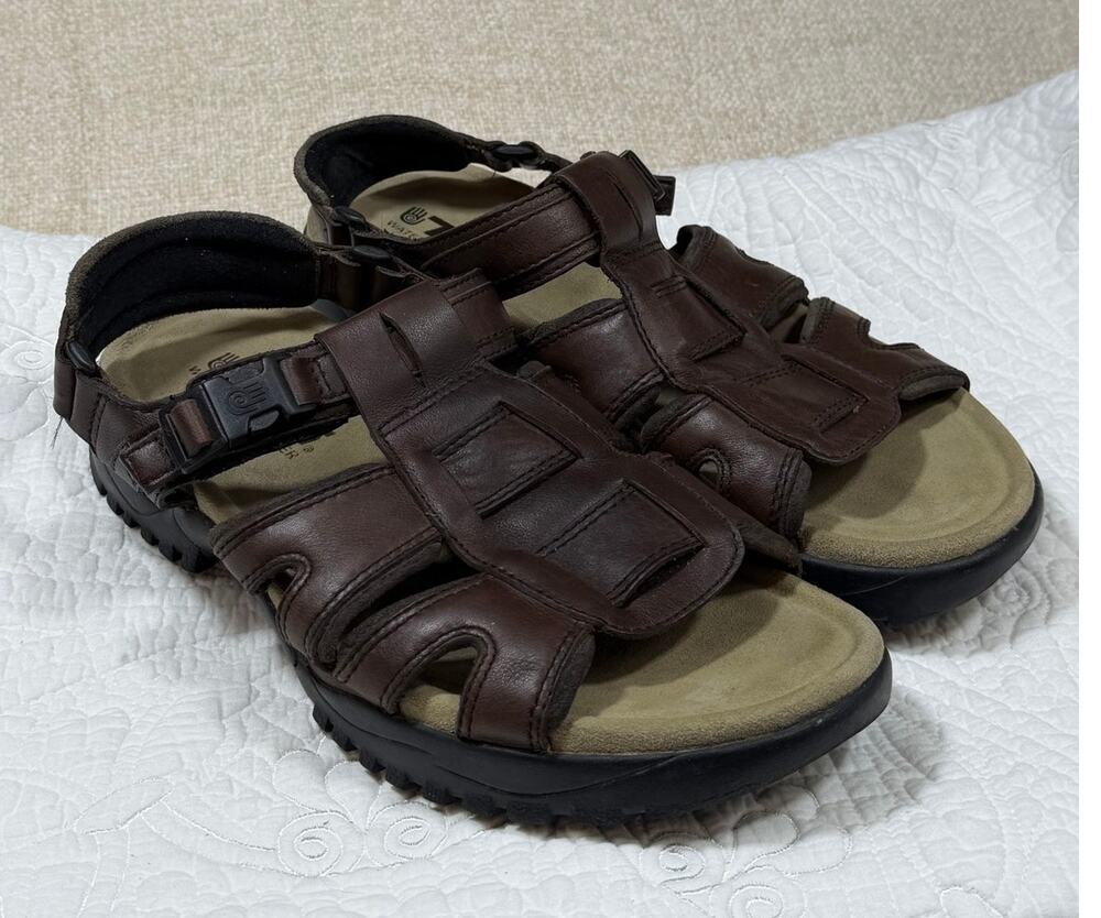 Teva Men's 11 Brown Fisherman Waterproof Leather Hiking Sandals Outdoor Trail